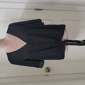Mittoshop, Size S, Black Button Down V Neck Tie Front Blouse, Exc. Used Cond.